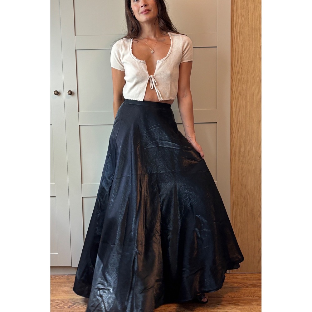 Silvergate Black Shimmer Maxi Skirt Small Full Flared Formal Crinoline USA Made